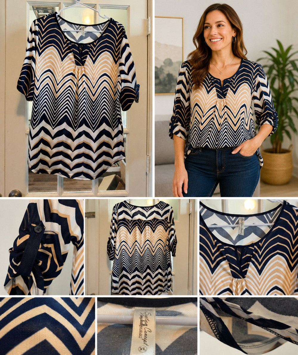 Passion Concept Chevron Print Blouse – Women’s XL